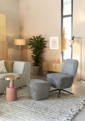 ZUIVER Glam sidebord, rundt - gullstl og rosa emaljejern (36) 