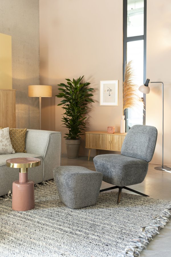 ZUIVER Glam sidebord, rundt - gullstl og rosa emaljejern (36) 