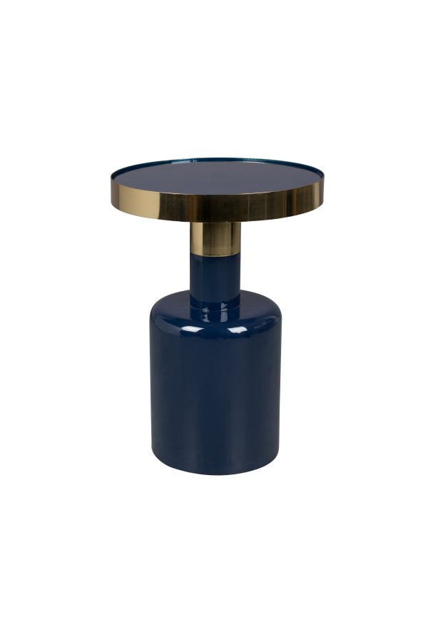 ZUIVER Glam sidebord, rundt - gullstl og bltt emaljejern (36)