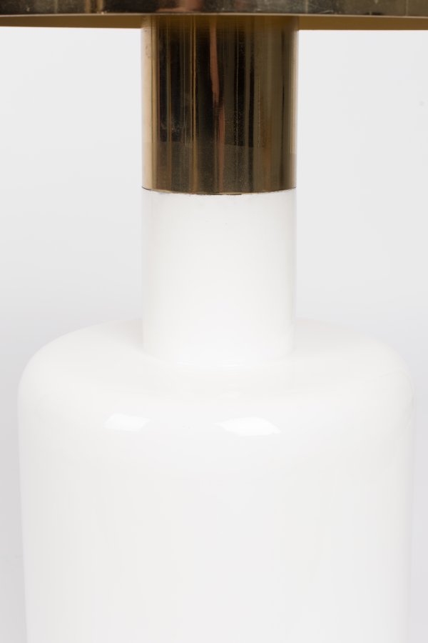 ZUIVER Glam sidebord, rundt - gullstl og hvitt emaljejern (36)