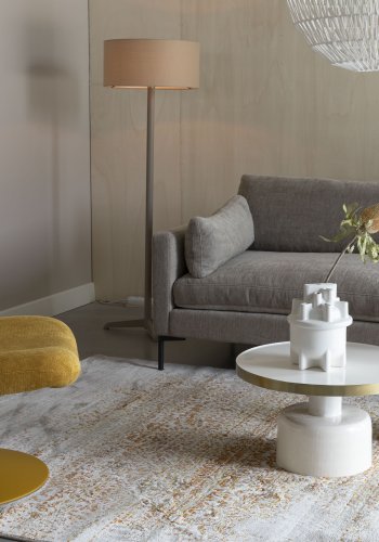 ZUIVER Glam sidebord, rundt - gullstl og hvitt emaljejern (36)