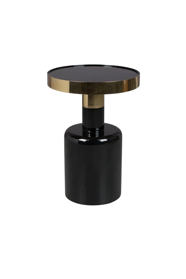 ZUIVER Glam sidebord, rundt - gullstl og svart emaljejern (36)