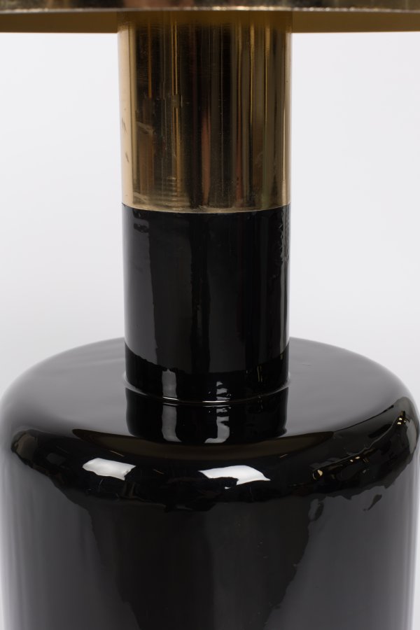 ZUIVER Glam sidebord, rundt - gullstl og svart emaljejern (36)