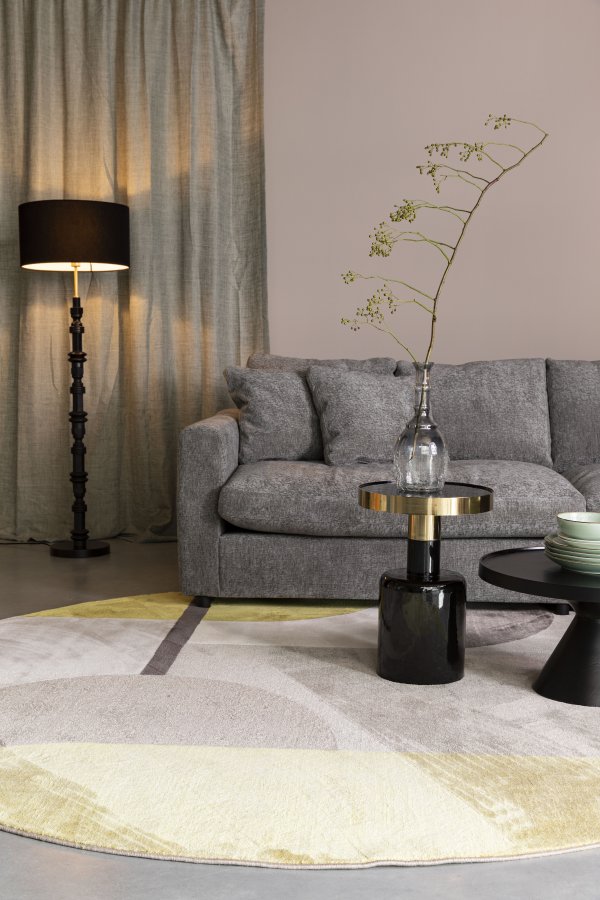 ZUIVER Glam sidebord, rundt - gullstl og svart emaljejern (36)