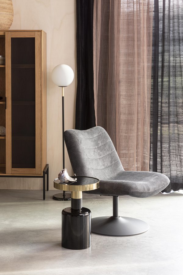 ZUIVER Glam sidebord, rundt - gullstl og svart emaljejern (36)