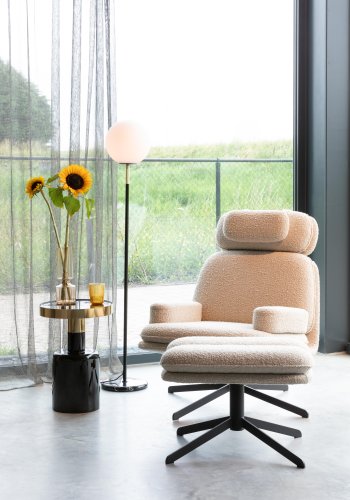 ZUIVER Glam sidebord, rundt - gullstl og svart emaljejern (36)