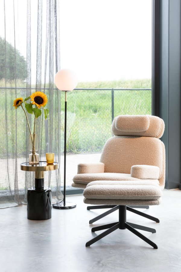 ZUIVER Glam sidebord, rundt - gullstl og svart emaljejern (36)