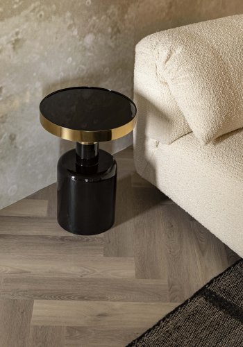 ZUIVER Glam sidebord, rundt - gullstl og svart emaljejern (36)