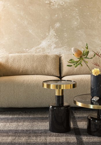 ZUIVER Glam sidebord, rundt - gullstl og svart emaljejern (36)