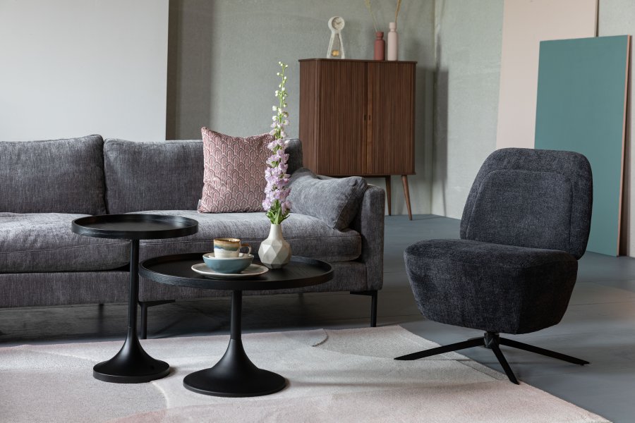 ZUIVER Jason salongbord, rundt - svart eikefiner og stl (69)