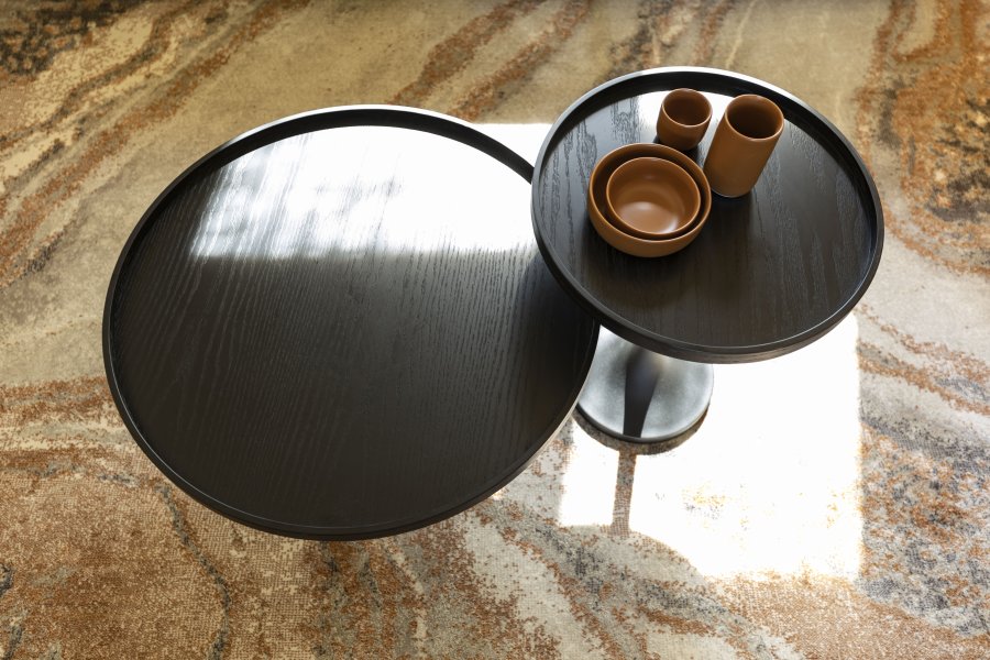 ZUIVER Jason salongbord, rundt - svart eikefiner og stl (69)