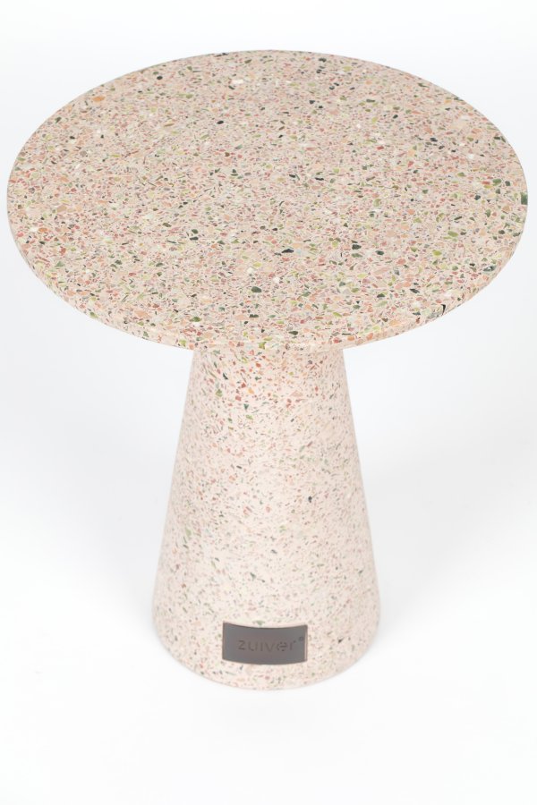 ZUIVER Victoria sidebord, rundt - rosa terrazzo (41)