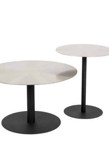 ZUIVER Snow sidebord, rundt - brstet sateng stl og sort stl (40)