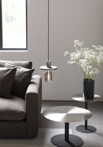 ZUIVER Snow sidebord, rundt - brstet sateng stl og sort stl (40)