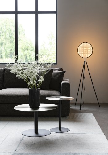 ZUIVER Snow sidebord, rundt - brstet sateng stl og sort stl (40)