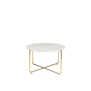 WHITE LABEL LIVING Timpa sofabord, rund - hvid marmor og guld metal (70)
