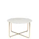 WHITE LABEL LIVING Timpa salongbord, rundt - hvit marmor og gullmetall (70)