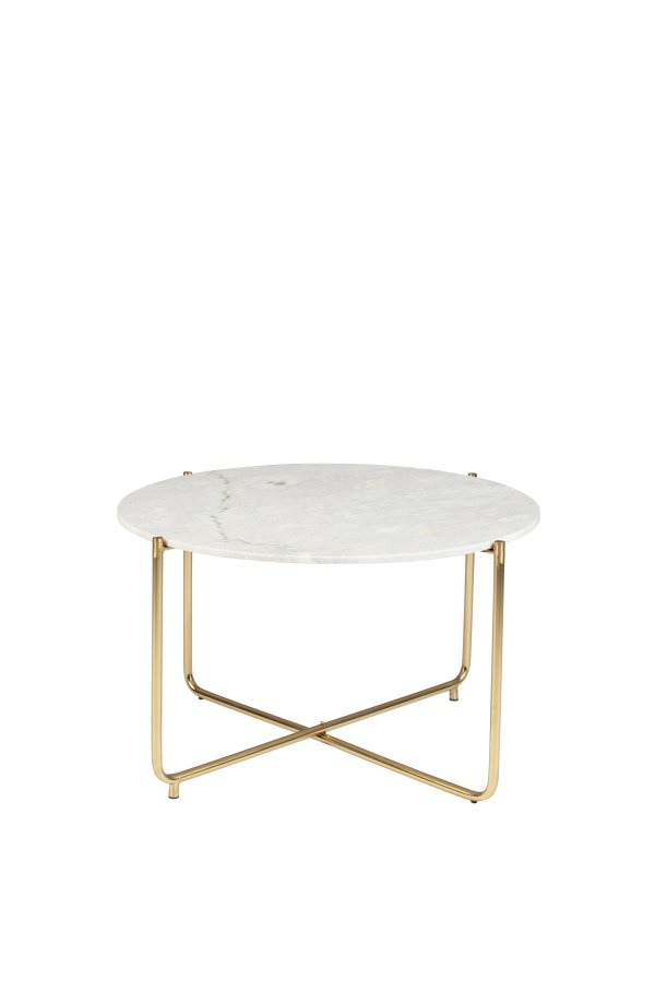 WHITE LABEL LIVING Timpa salongbord, rundt - hvit marmor og gullmetall (70)