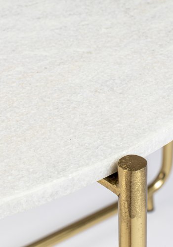WHITE LABEL LIVING Timpa salongbord, rundt - hvit marmor og gullmetall (70)