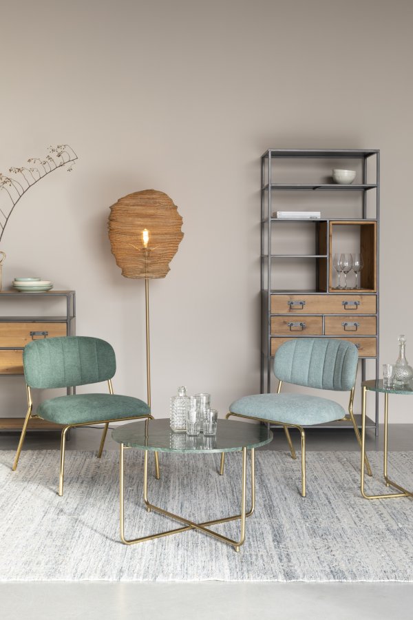 WHITE LABEL LIVING Timpa sofabord, rund - grn marmor og guld metal (70)