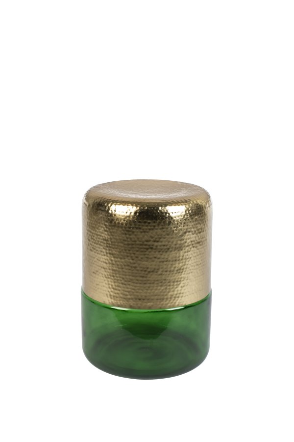 DUTCHBONE Cave Beistelltisch, rund – Messingeisen und grünes Glas (35)