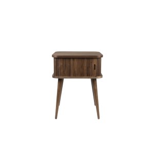 ZUIVER Barbier sidobord, w. 1 skjutdörr - brun valnötsfinish och gummiträ (45x45)