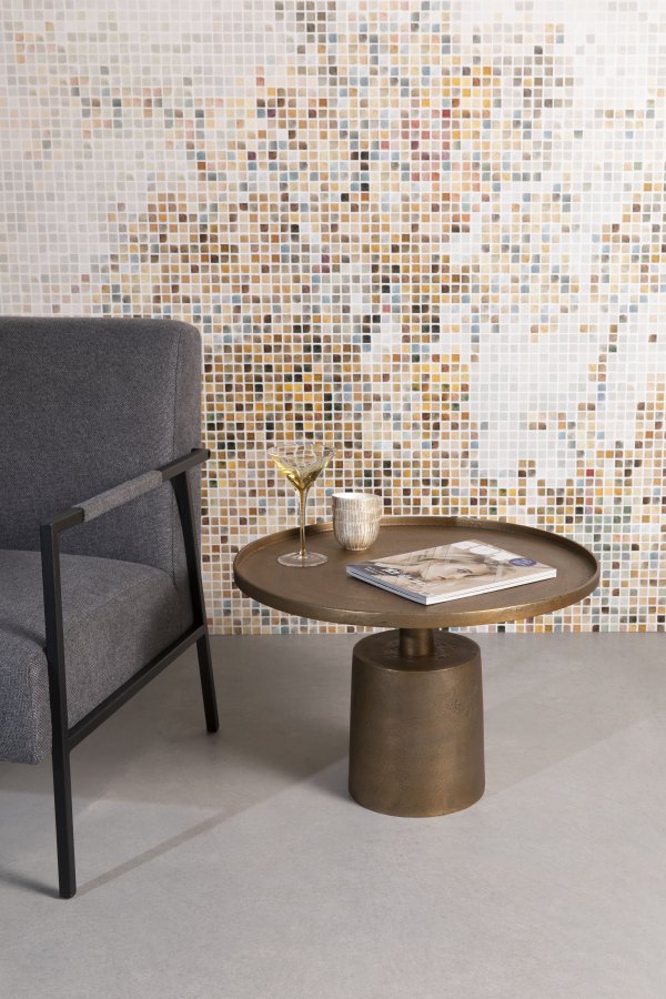 WHITE LABEL LIVING Mason salongbord, rundt - antikk messing aluminium/metall (60)