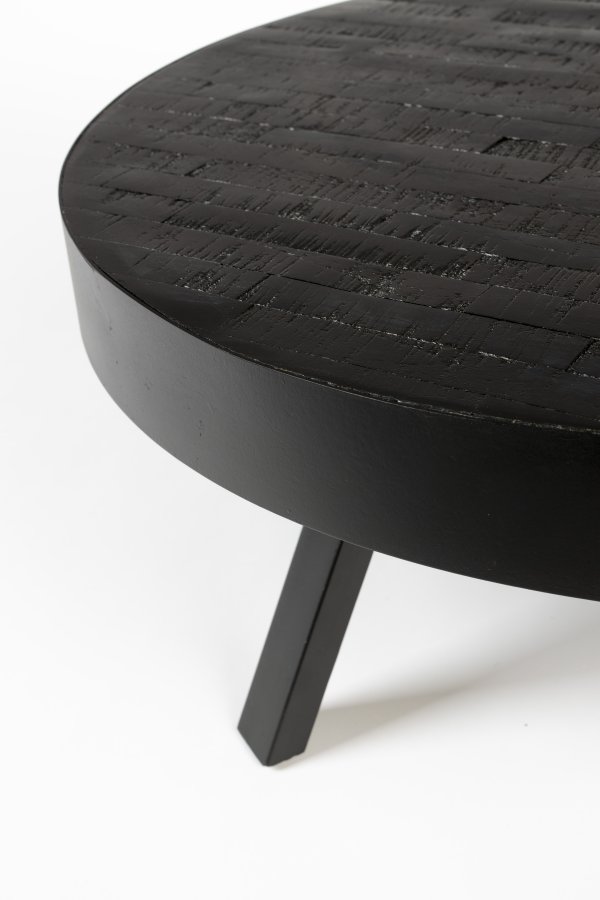 WHITE LABEL LIVING Suri salongbord, stort, rundt - svart teak og svart metall (74)