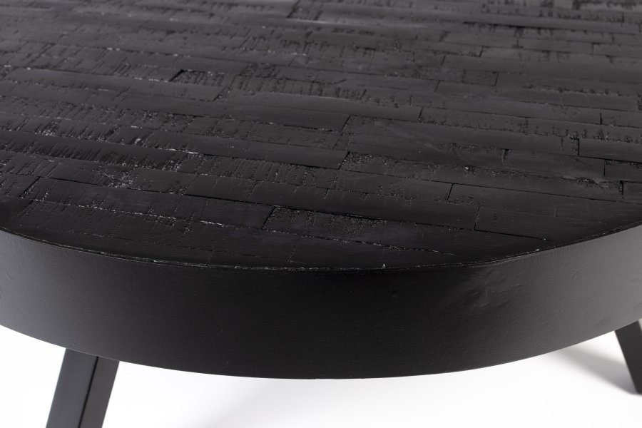 WHITE LABEL LIVING Suri salongbord, stort, rundt - svart teak og svart metall (74)