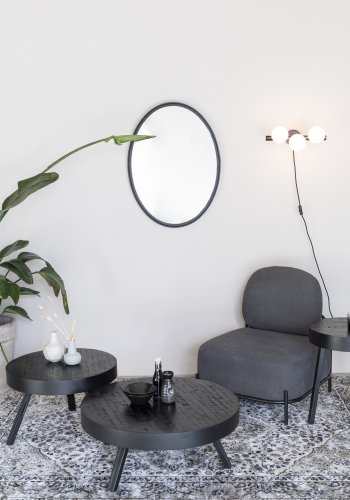 WHITE LABEL LIVING Suri salongbord, stort, rundt - svart teak og svart metall (74)