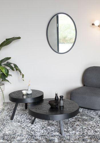 WHITE LABEL LIVING Suri salongbord, stort, rundt - svart teak og svart metall (74)