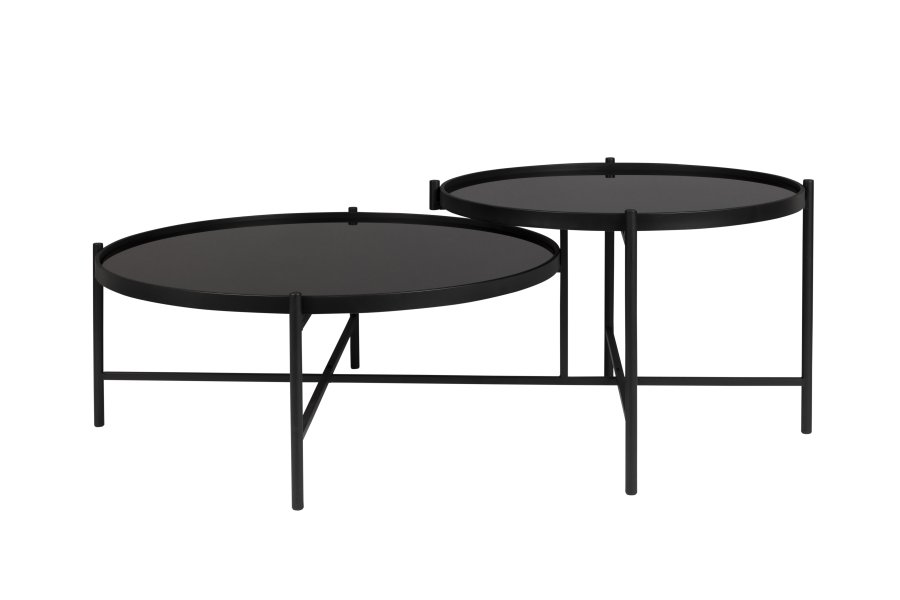 WHITE LABEL LIVING Li salongbord - svart glass og svart metall (122x82)