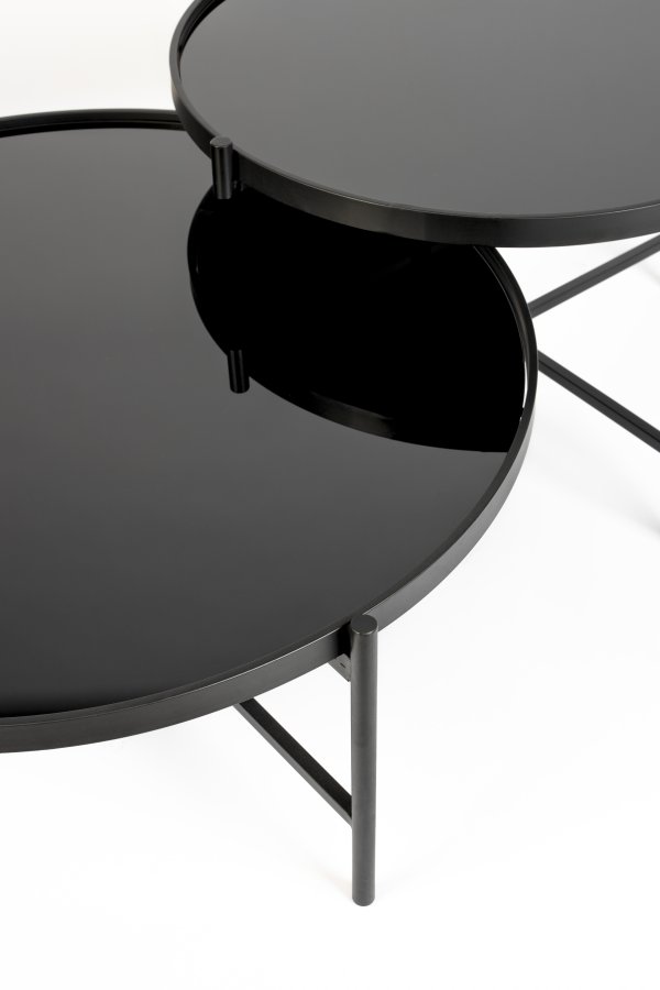 WHITE LABEL LIVING Li salongbord - svart glass og svart metall (122x82)