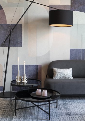 WHITE LABEL LIVING Li salongbord - svart glass og svart metall (122x82)