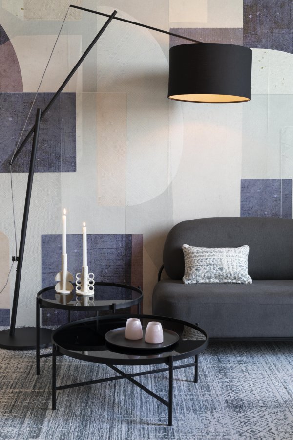 WHITE LABEL LIVING Li salongbord - svart glass og svart metall (122x82)