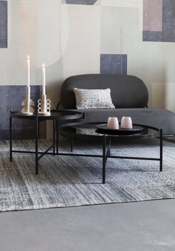 WHITE LABEL LIVING Li salongbord - svart glass og svart metall (122x82)