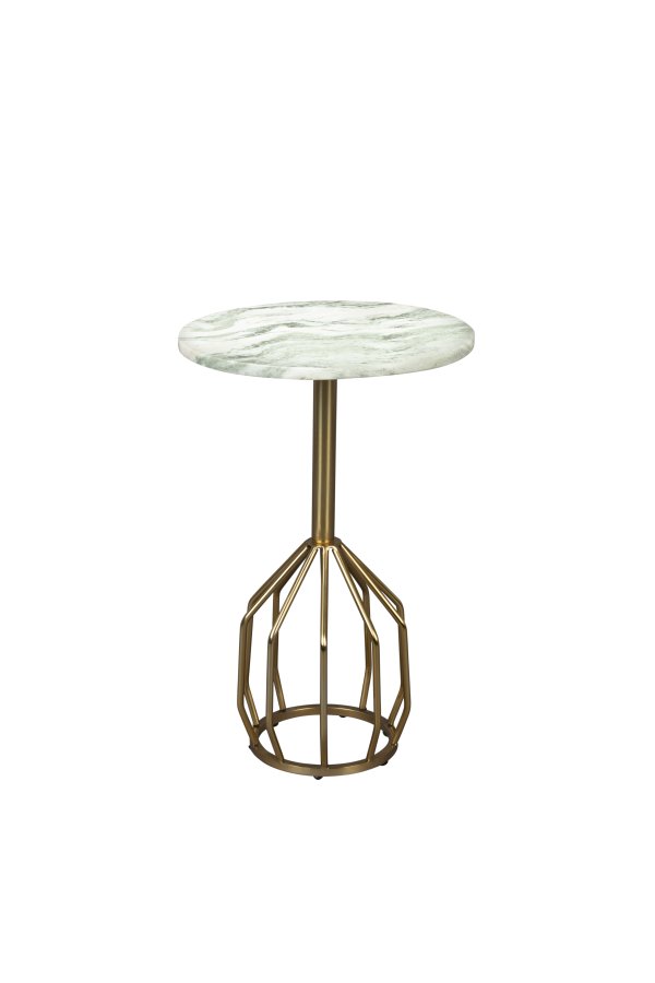 DUTCHBONE Salerno sidebord S, rundt - grnn marmor og gullstl (30)