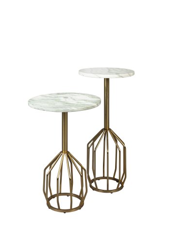 DUTCHBONE Salerno sidebord S, rundt - grnn marmor og gullstl (30)