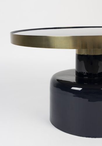 ZUIVER Glam salongbord, rundt - gullstl og bltt emaljejern (60)