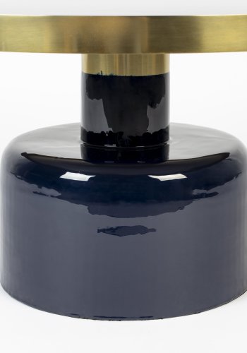 ZUIVER Glam salongbord, rundt - gullstl og bltt emaljejern (60)