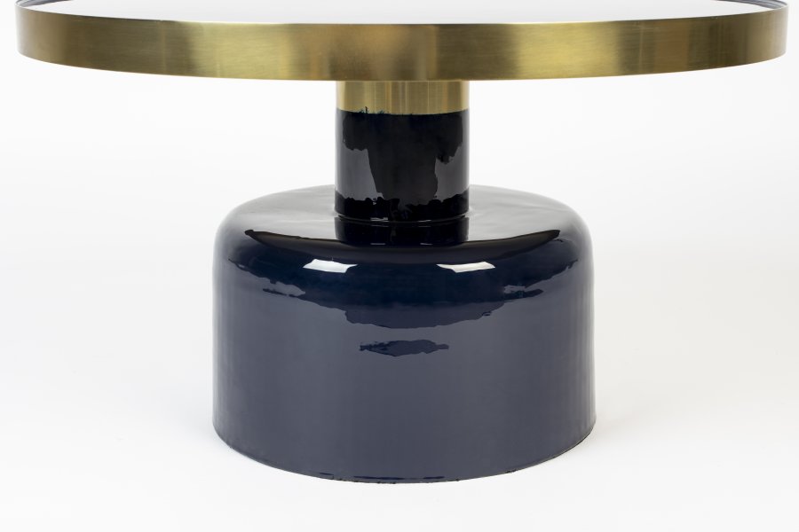 ZUIVER Glam salongbord, rundt - gullstl og bltt emaljejern (60)