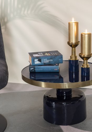 ZUIVER Glam salongbord, rundt - gullstl og bltt emaljejern (60)