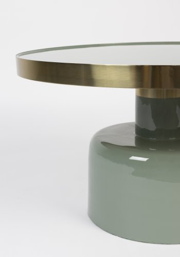 ZUIVER Glam salongbord, rundt - gullstl og grnt emaljejern (60)