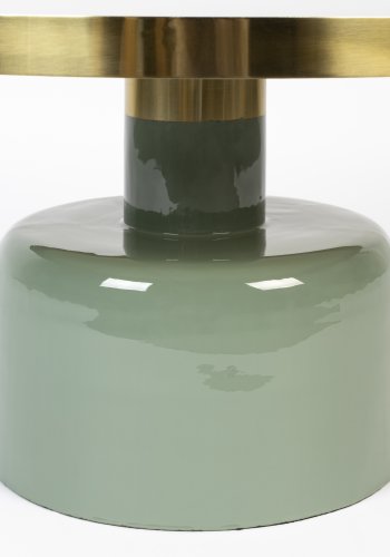 ZUIVER Glam salongbord, rundt - gullstl og grnt emaljejern (60)
