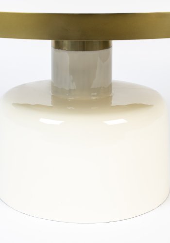 ZUIVER Glam salongbord, rundt - gullstl og hvitt emaljejern (60)