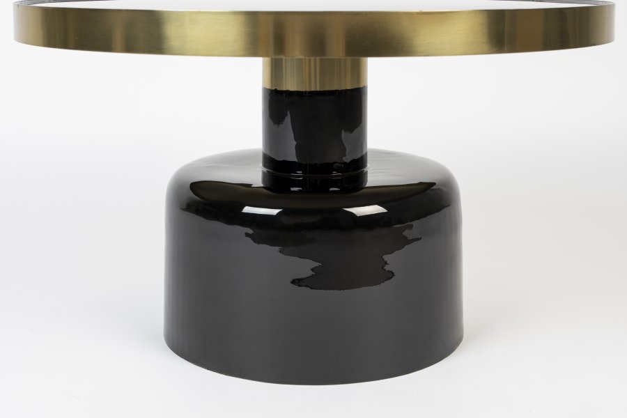 ZUIVER Glam salongbord, rundt - gullstl og svart emaljejern (60)