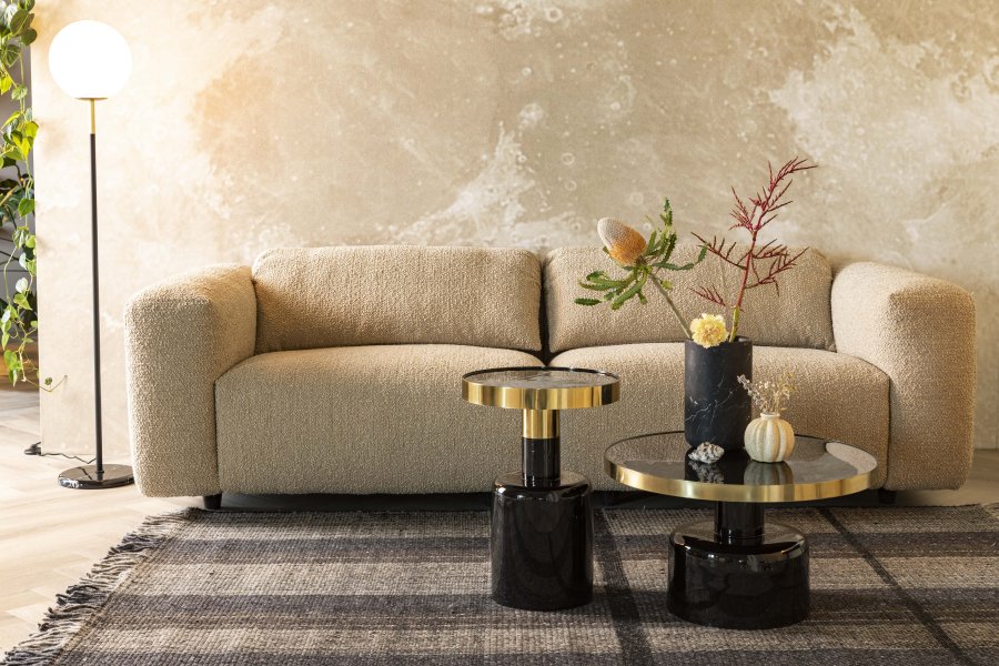 ZUIVER Glam salongbord, rundt - gullstl og svart emaljejern (60)