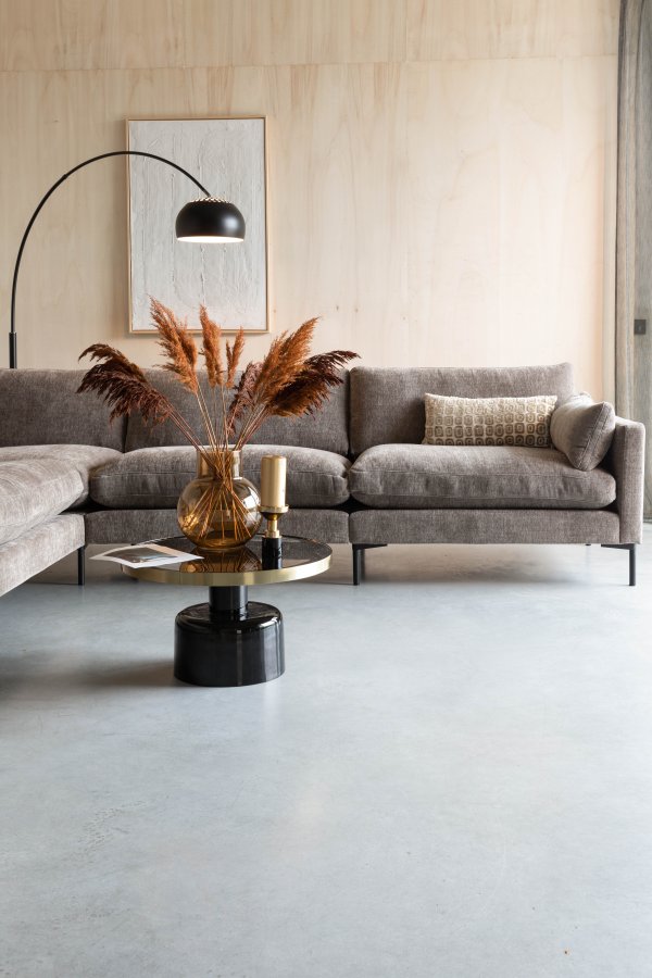 ZUIVER Glam salongbord, rundt - gullstl og svart emaljejern (60)