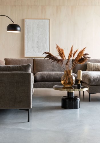 ZUIVER Glam salongbord, rundt - gullstl og svart emaljejern (60)