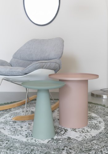 WHITE LABEL LIVING Ringar Stort sidebord, rundt - rosa metall (39,5)